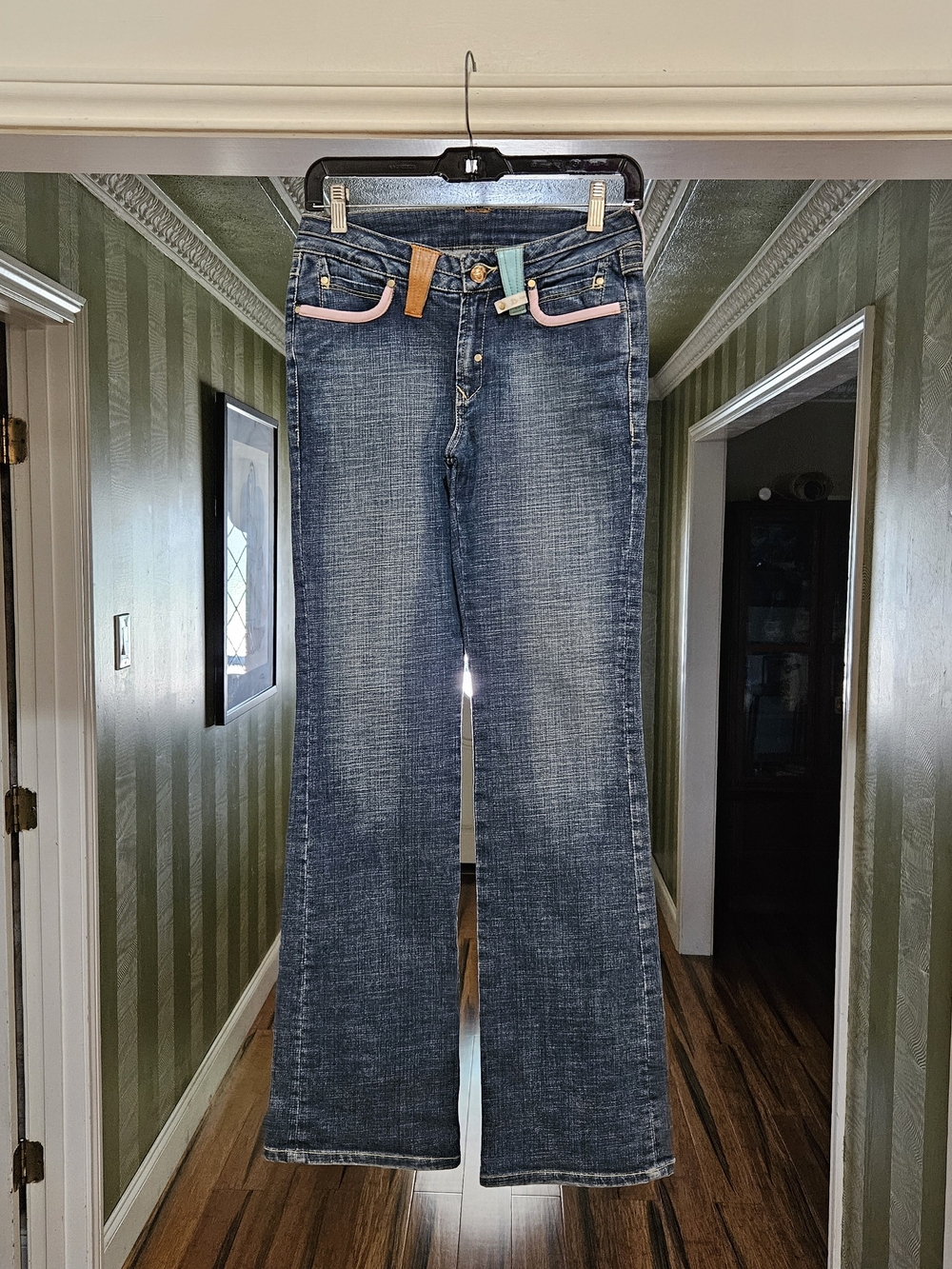 Size 26 Vintage Diamant JEANS WITH LEATHER Trim RARE